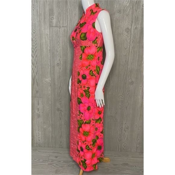 Vintage Hawaiian togs embroidered long dress beach beautiful floral pink sz  xxs - Picture 5 of 7